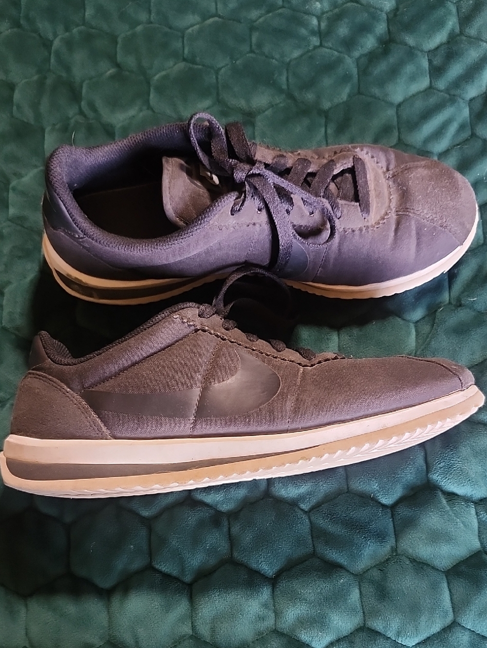 Nike Cortez Bkack Lace-Up Sneakers with White Sole